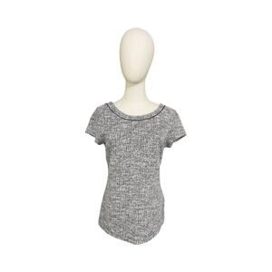 Banana Republic Black White Textured Metallic Knit Short Sleeve Top Medium